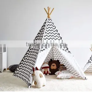 CE Certified Soft Cotton Canvas Chevron Style Children Play Tent Room Kids Teepee thumbnail-1