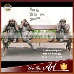 Garden Decorative Statue Bronze Monkey Statues on Beach thumbnail-1