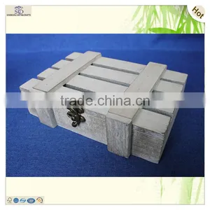 Recyclable Plate Lid Antique Rustic Cuboid Paulownia Wooden Box thumbnail-2