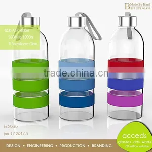 Handmade Promotion Pyrex Glass Water Bottle for Sports BPA Free thumbnail-3