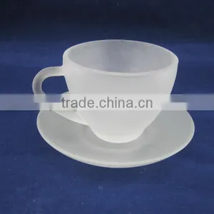 Frosted Coffee Glass Cup and Saucer thumbnail-1