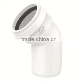 HIGH QUANLITY 45 DEG ELBOW WITH SOCKET OF PVC GB STANDARD EXPANDING FITTINGS FOR DRAINAGE WITH GASKET thumbnail-1
