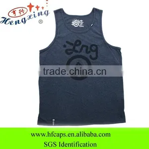 Organic Cotton Printed Cheap Custom Sport Mens Tank Tops thumbnail-1