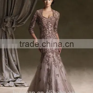 High Quality Long Sleeve Lace Beaded Mother Formal Party Dresses thumbnail-1