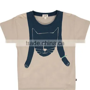 2017 Hot Sale Models Children's Clothing Cotton T-shirt Baby Clothing Adorable Cartoon Cat T-shirt thumbnail-1