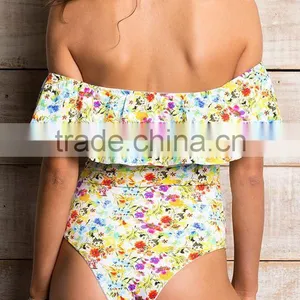 Ladies Fashion Big Ruffle Without Strap One-piece Swimwear thumbnail-3