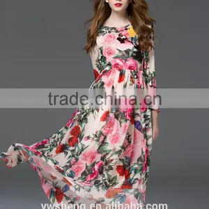 High Quality Hot Selling Women's Printing Elegant Long Dress thumbnail-1