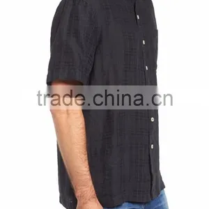 Tonal Plaid Men's Button up Long Tshirt thumbnail-3