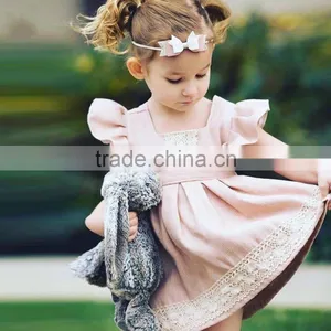 Summer Flutter Sleeve Baby Girl Clothes 2017 Baby Girl Party Dress Children Frocks Designs thumbnail-1
