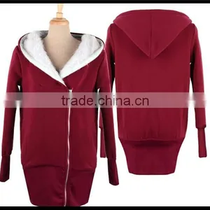 Hot Sale Cheap Fashion Solid Long Sleeve Life Wear Thick Women Long Sexy Girl Hooded Sweatshirt thumbnail-3