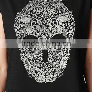 Hot Sale Women Tee With Skull Print For Women's Daily Life (OMJ-607) thumbnail-1