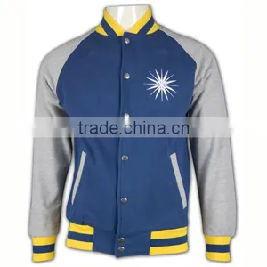 Wholesale High Quality Zip up Hoody Ribbed Cheap Mens Baseball Jacket uk thumbnail-3