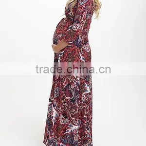 Latest Maternity Dresses With PinkBlush Fuchsia Floral Maternity Maxi Dress Fashion Women Wear WD80817-26 thumbnail-4