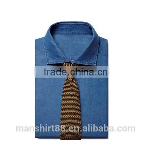 Denim Fabic Spread Collar Shirt for Men Long Sleeve Shirt for Men Washed Shirt thumbnail-2