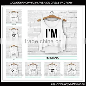 Fashion Girls 3D Design Sleeveless Sports Gym Irregular Tank Top With Pattern For Women thumbnail-1