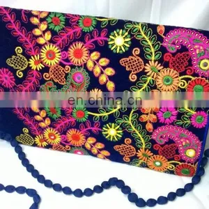 Hot Fancy Floral Embroidered Color Full Traditional Indian Velvet Party Clutch Tribal Ethnic Gypsy Clutch Evening Handbag Pouch thumbnail-3