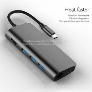 Chipshine 8 in 1 Aluminum Type-C Pro Hub Adapter With 4K HDMI Port, RJ45 Port, VGA Port, USB-C Data, SD/Micro Card Reader, USB 3.0 Compatible With Type-C Phone and Computer thumbnail-1