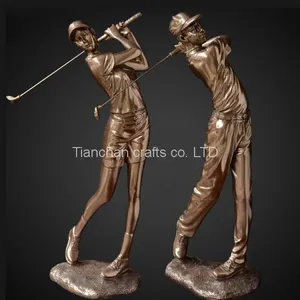 Handcraft Bronze Golf Statue, Lost Wax Casting Bronze Sport Style Statue thumbnail-2