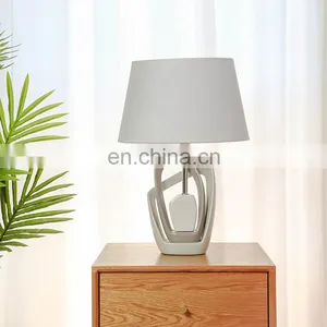 Top Sale Beige Porcelain Base Cloth Lampshade Home Decor Hotel Table Lamps for Indoor thumbnail-1