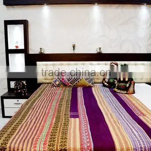 Designer Throw Vintage Ethnic Bed Cover Cotton Reversible Flower Prints Bedspread Kantha Decorative Gudari thumbnail-1
