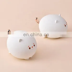 2021 Hot Sell Kid Night Light Rechargeable Led Baby Cat Animal Cartoon Silicone Night Lamp With 7 Colors thumbnail-1