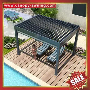 Outdoor Backyard Aluminum Louver Motorized Louvered Shutter Opening Roof Pergola Shelter for Sale thumbnail-5