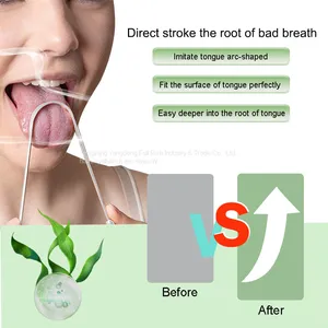 New Arrival Arc Scraper 304 Stainless Steel Tongue Scraper With Travel Plastic Sleeve thumbnail-3