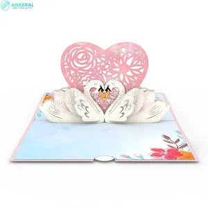 Love Heart Swans 3D Folding Card Romantic Valentine’s Day Card Best Gift for My Wife thumbnail-2