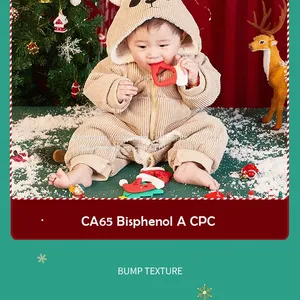 100% Food Grade Bpa Free Christmas Silicone Teethers Wholesale Newborn Teething Toys Christmas Silicone Teether thumbnail-3