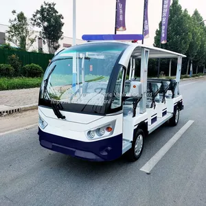 Five Row 14 Seat Electric Sightseeing Bus Airport Shuttle Bus thumbnail-5