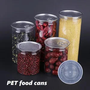 Transparent Plastic Beverage Bottles Food Cans Easy to Pull Lids thumbnail-3
