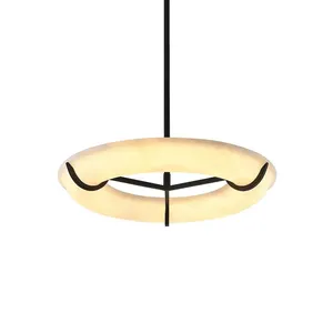 Alabaster Donut Ring Chandelier – Integrated LED Halo thumbnail-5