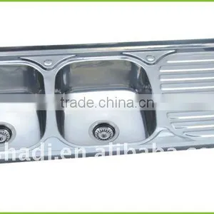 1.2m Double Bowl Stainless Steel Kitchen Sink With Drain Board HD12050A thumbnail-2