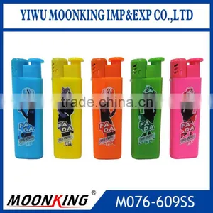 Five Solid Color Jet Flame Plastic Rechargeable Electric Cigarette Butane Gas Customized Logo Lighter thumbnail-1