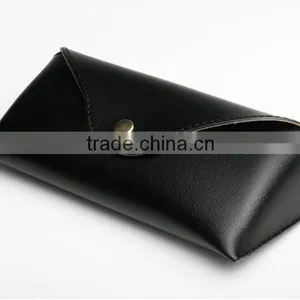 Black Genuine Leather Eyeglass Case for Travel thumbnail-3