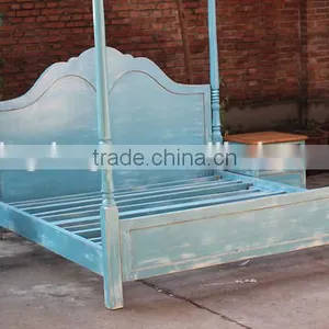 Hot Sale Antique Solid Wood Bedroom Furniture, Hotel Furniture Bedroom Bed thumbnail-1