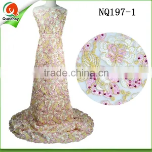 Lace Fabric Embroidery African French Lace Fabrics With Purple Rhinestone NQ197-2 thumbnail-2
