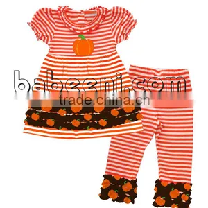 Nice Pumpkin Applique Knit Set for Girl thumbnail-1