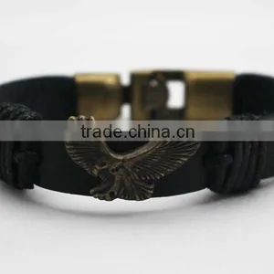 Charm PU Wristband Men's Leather Bracelet With Eagle thumbnail-3