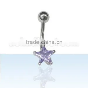 Navel Ring With Cubic Zirconia Star thumbnail-1