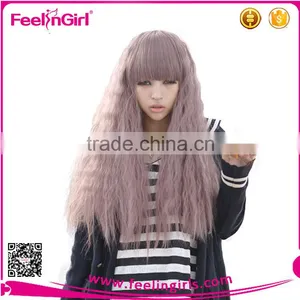 Taro Afro Curly Loose Wave Chic Neat Bang Cosplay Wig thumbnail-1