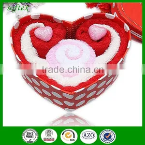 Cotton Sexy Heart Shaped Towel Cake Wedding Gift Towel Set thumbnail-1