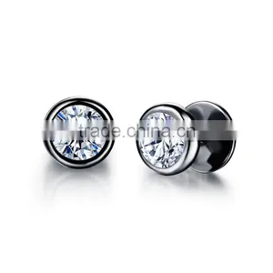 Stainless Steel Round Double Stud Zircon Earring Hypoallergenic thumbnail-2