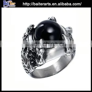 Popular Titanium Black Stone Ring, Antique Gemstone Ring With Black Stone thumbnail-3