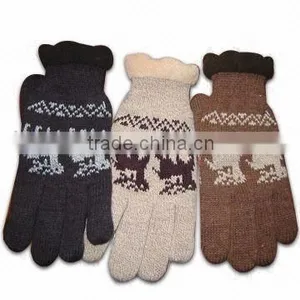 Acrylic Knitted Magic Mens Gloves With Reindeer Pattern thumbnail-1
