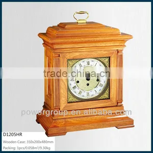 Solid Wood Desk Clock for Room Decoration White&Golden Clock Face Good Quality PW1205HR thumbnail-1