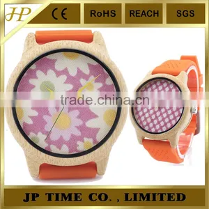 Bamboo Wooden Watch Cloth Dial Soft Silicone Band Quartz Hot Watch thumbnail-1