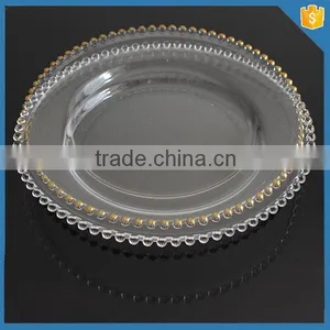 LXHY-P059 Crystal Wedding Charger Plate Antique Gold Plate Quality Choice thumbnail-3
