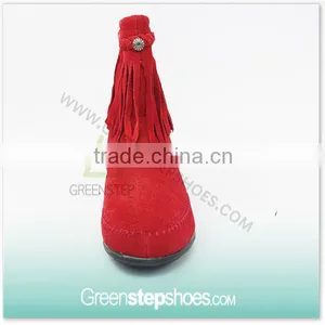 Warm Ankle Women Red Suede Boots thumbnail-3