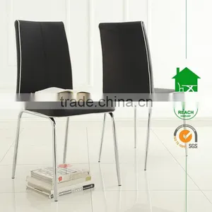 DC-2520 High Quality Modern Black PU Leather Dining Room Chair With Chrome Legs thumbnail-1
